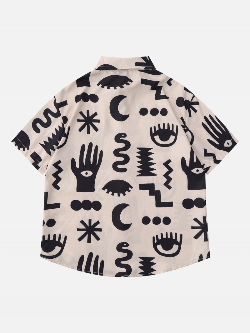 Abricot  Chemise à Manches Courtes Aelfric Eden All-over Abstract Graffiti Print - SUA-4192735